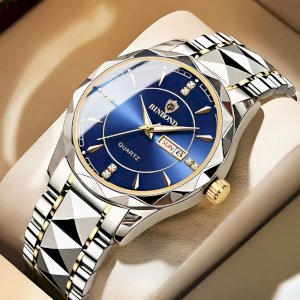 Luxury Binbond authentic men's watch waterproof night light dual calendar watch men's quartz watch diamond ceiling glass
