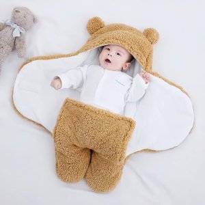 Baby Sleeping Bag Ultra-Soft Fluffy Fleece Newborn Receiving Blanket Infant Boys Girls Cloth Sleeping Nursery Wrap Swaddle Winter